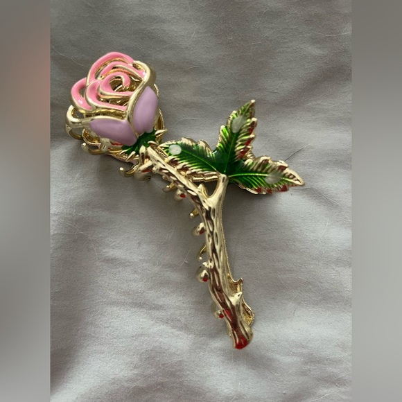 Hairclip Rose with Gold Accents, New - Picture 1 of 4